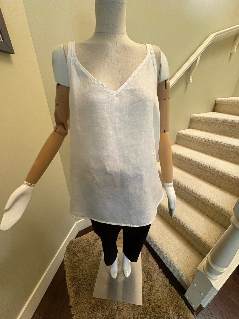Cupid White Linen Tank Top SZ XL